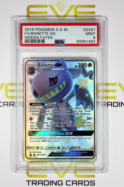 Graded Pokemon Card - #SV61/SV94 Banette GX Hidden Fates Full Art - PSA 9