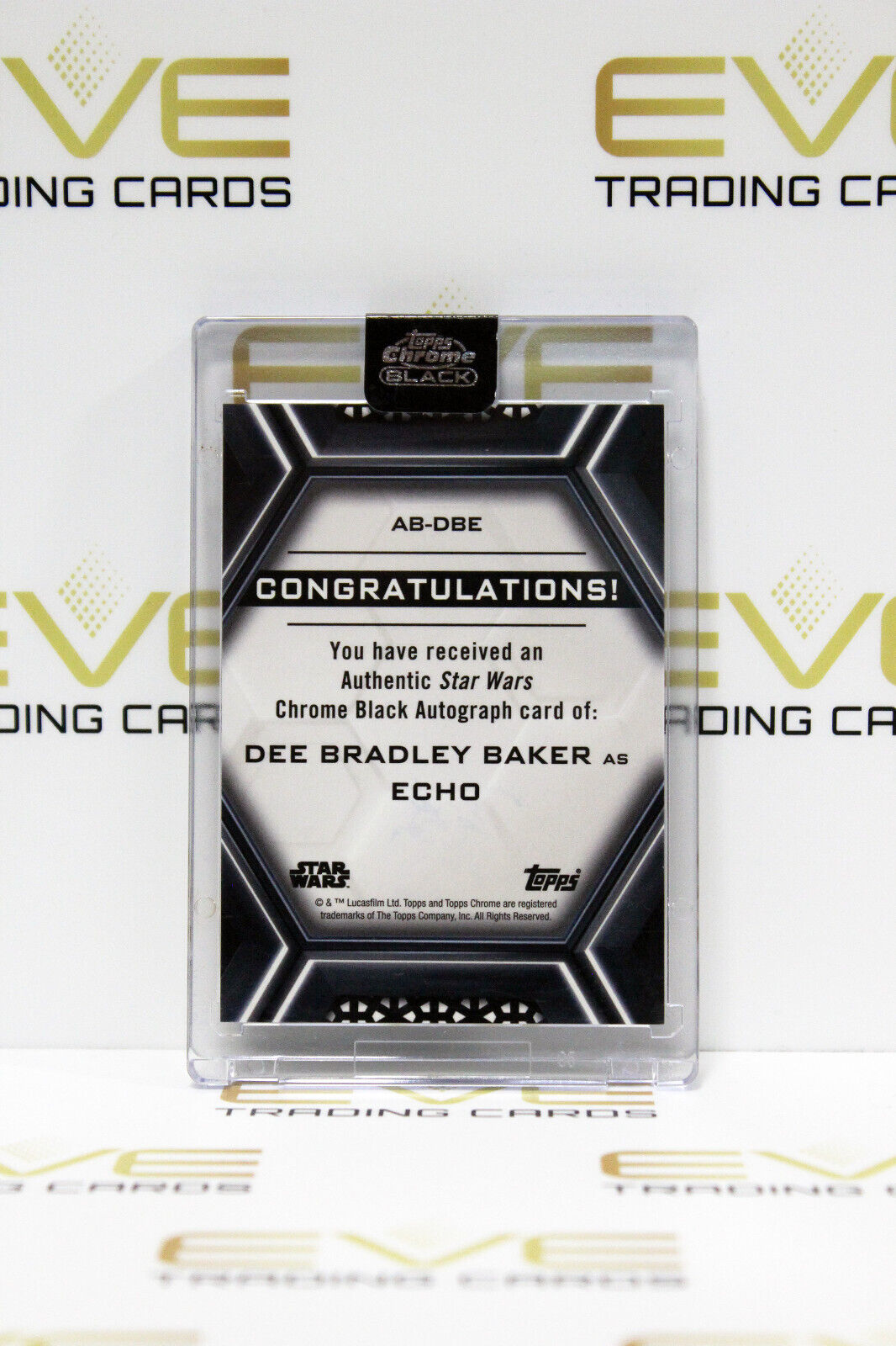 Topps Chrome Black Star Wars Dee Bradley Baker as Echo Autographed Slabbed Card