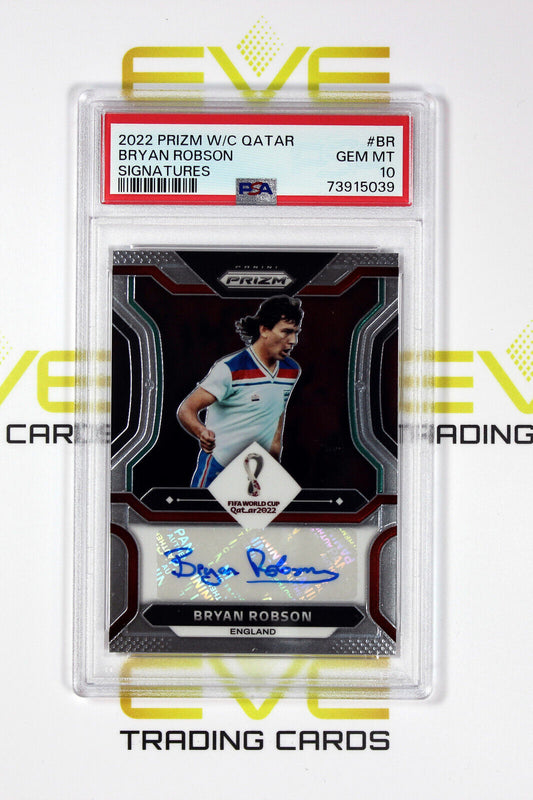 2022 Panini Prizm Road to World Cup Signatures #S-BR Bryan Robson - PSA 10