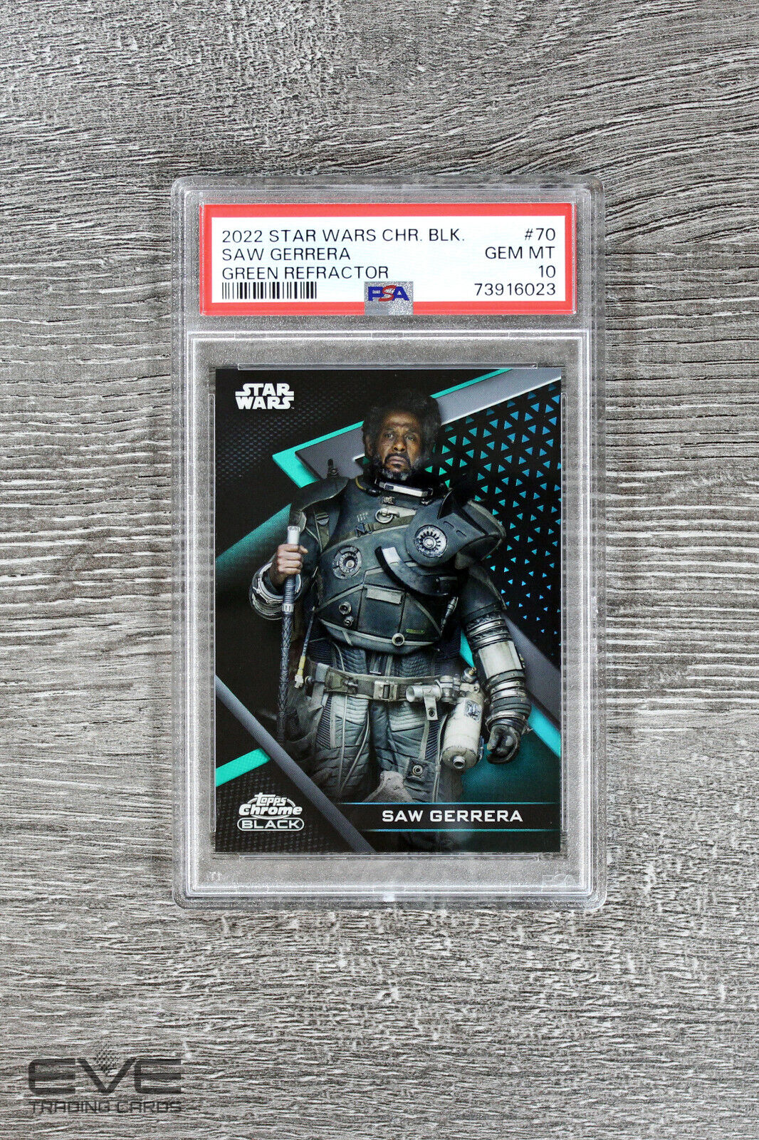 2022 Topps Star Wars Chrome Black #70 Saw Gerrera Green Refractor /99 - PSA 10