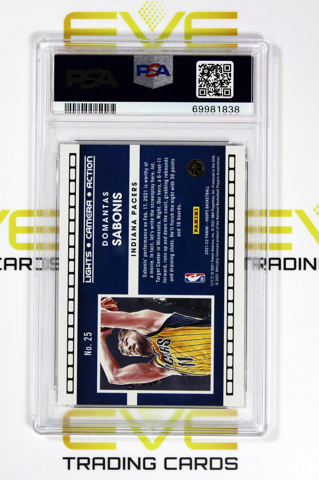 Graded Basketball #25 2021 Panini Lights Camera Action Domantas Sabonis PSA 10