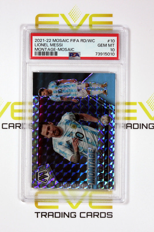2021-22 Panini Mosaic Prizm Road to World Cup #10 Lionel Messi Montage - PSA 10