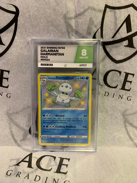 Graded Pokemon Card - #SV024/SV122 2021 Shining Galarian Darmanitan Holo - Ace 8