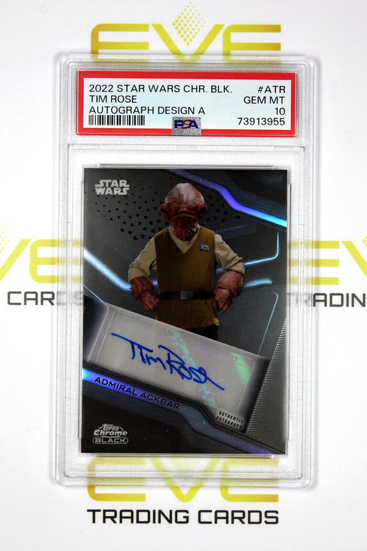 Topps Chrome Black Star Wars #A-TR Tim Rose as Admiral Ackbar Autograph - PSA 10