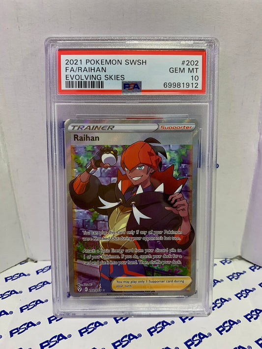 Graded Pokemon Card - 202/203 SWSH FA/Raihan Evolving Skies - PSA 10