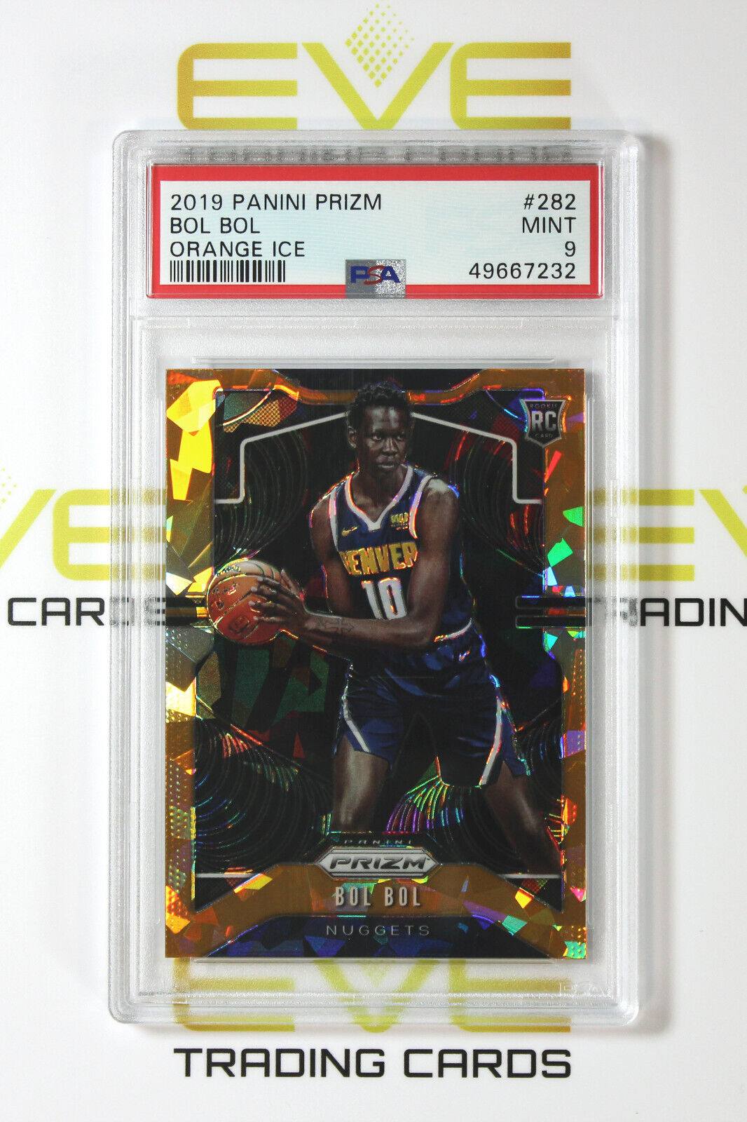 Graded Basketball Card 2019 Panini Prizm #282 Bol Bol Orange Ice Rookie - PSA 9