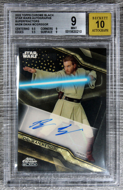 Topps Chrome Black Star Wars Ewan McGregor Autograph Card A-EM - 1 of 1 - BGS 9