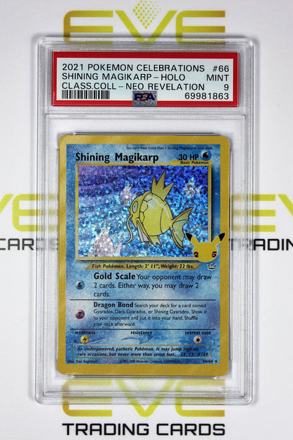 Graded Pokemon Card- #66/64 2021 Shining Magikarp Classic Collection Holo -PSA 9