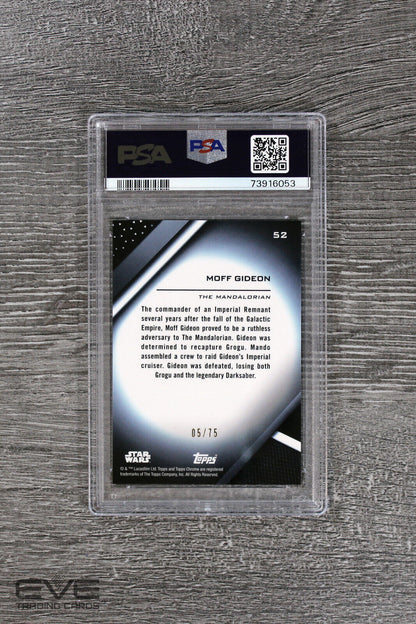 2022 Topps Star Wars Chrome Black #52 Moff Gideon Blue Refractor /75 - PSA 10