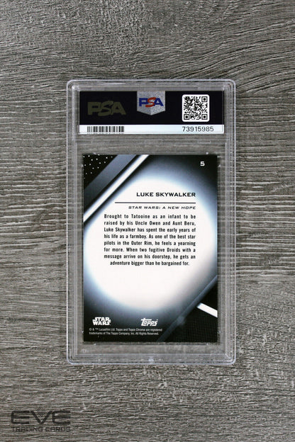 2022 Topps Star Wars Chrome Black #5 Luke Skywalker Base Card - PSA 9