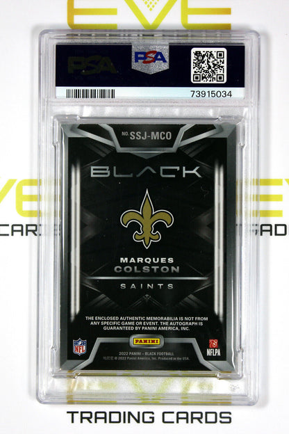 2022 Panini Black NFL Card #SSJ-MCO Marques Colston Sizeable Signature /50 PSA 9