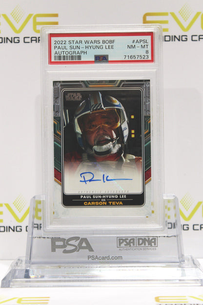 2022 Topps Star Wars Book of Boba Fett Card Paul Sun-Hyung Lee #A-PSL Auto PSA 8