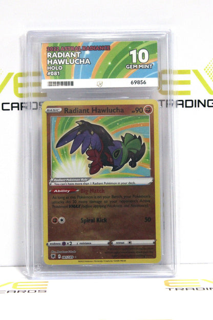 Graded Pokémon Card- #081/189 2022 Radiant Hawlucha Astral Radiance Holo -Ace 10