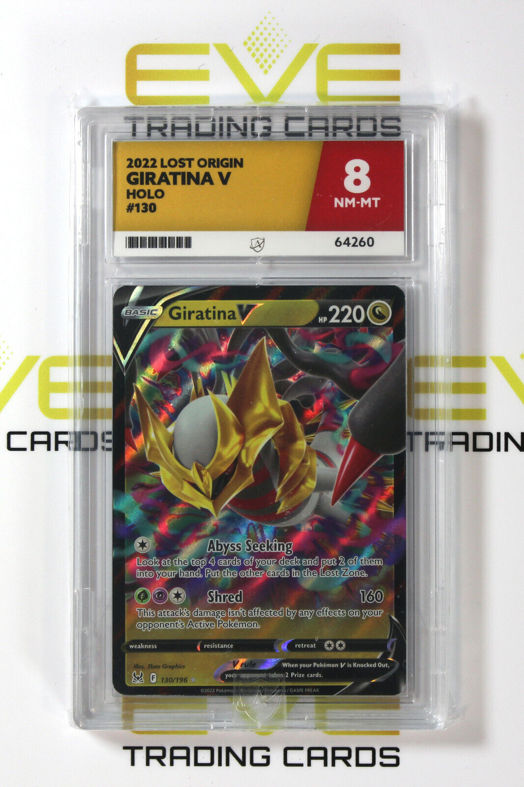 Graded Pokemon Card #130/196 2022 Giratina V Lost Origin Holo - Ace 8