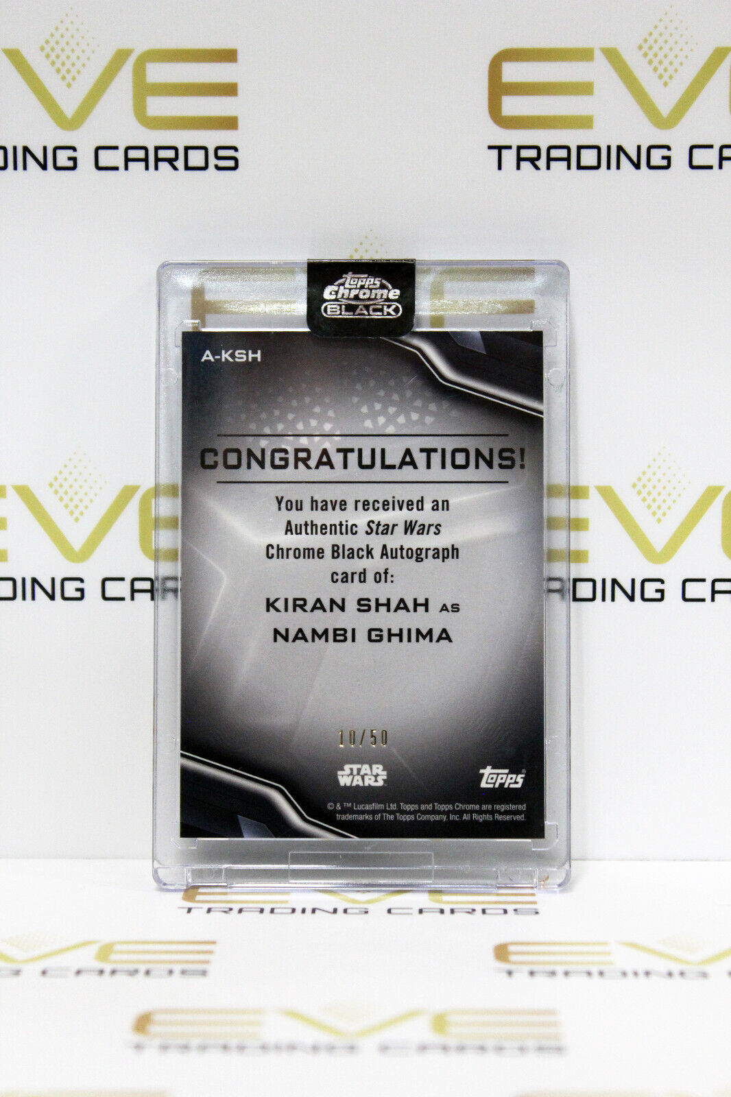 Topps Chrome Black Star Wars Kiran Shah/Nambi Ghima Auto Gold Refractor Card