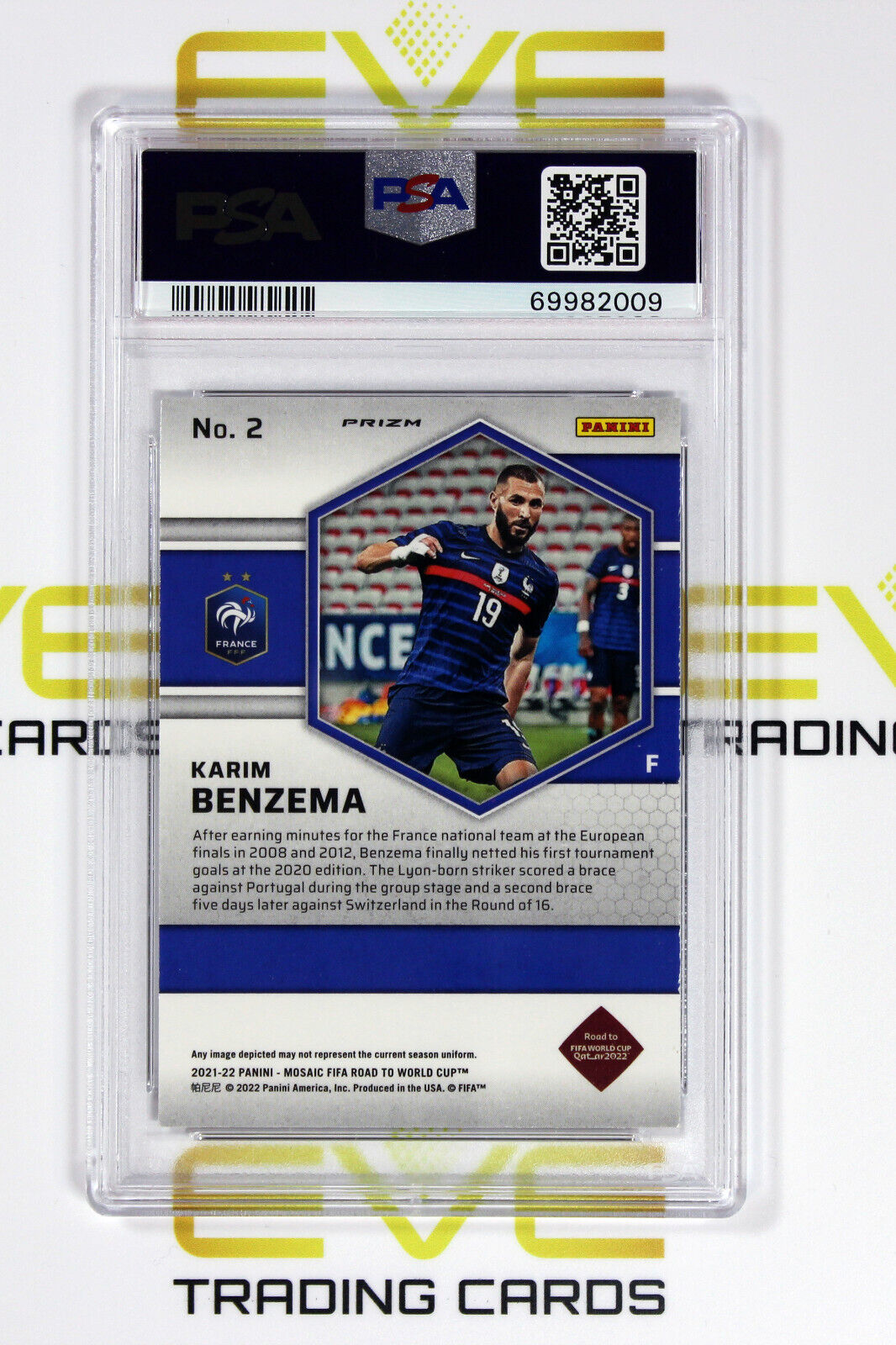 Graded Panini Silver Mosaic World Cup Card - 2022 #2 Karim Benzema - PSA 9