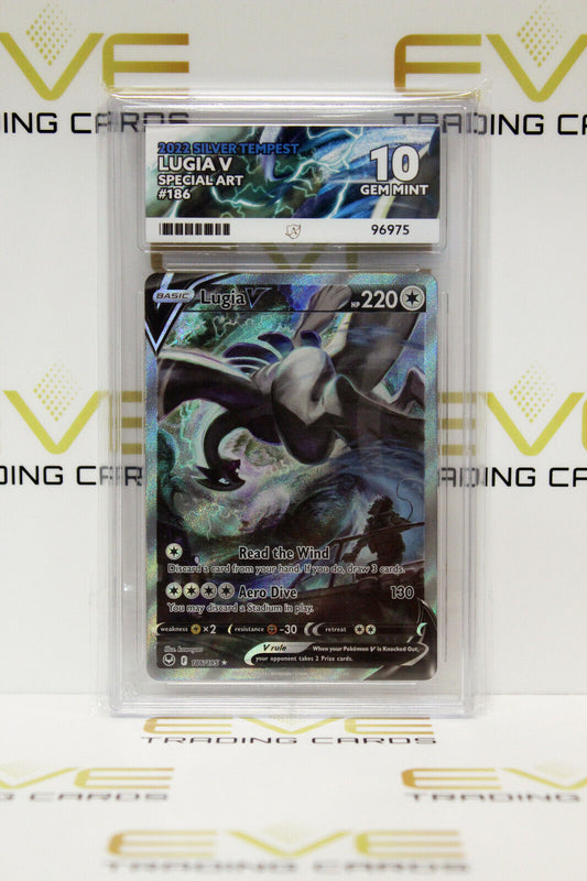 Graded Pokemon Card #186/195 2022 Lugia V Silver Tempest Special Art - Ace 10