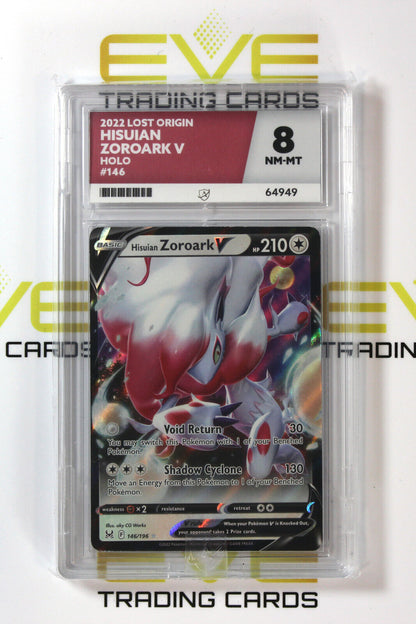 Graded Pokemon Card #146/196 2022 Hisuian Zoroark V Lost Origin Holo - Ace 8