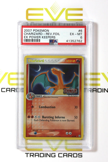 Graded Pokemon Card - #6/108 2007 Charizard EX Power Keepers Reverse Foil -PSA 6