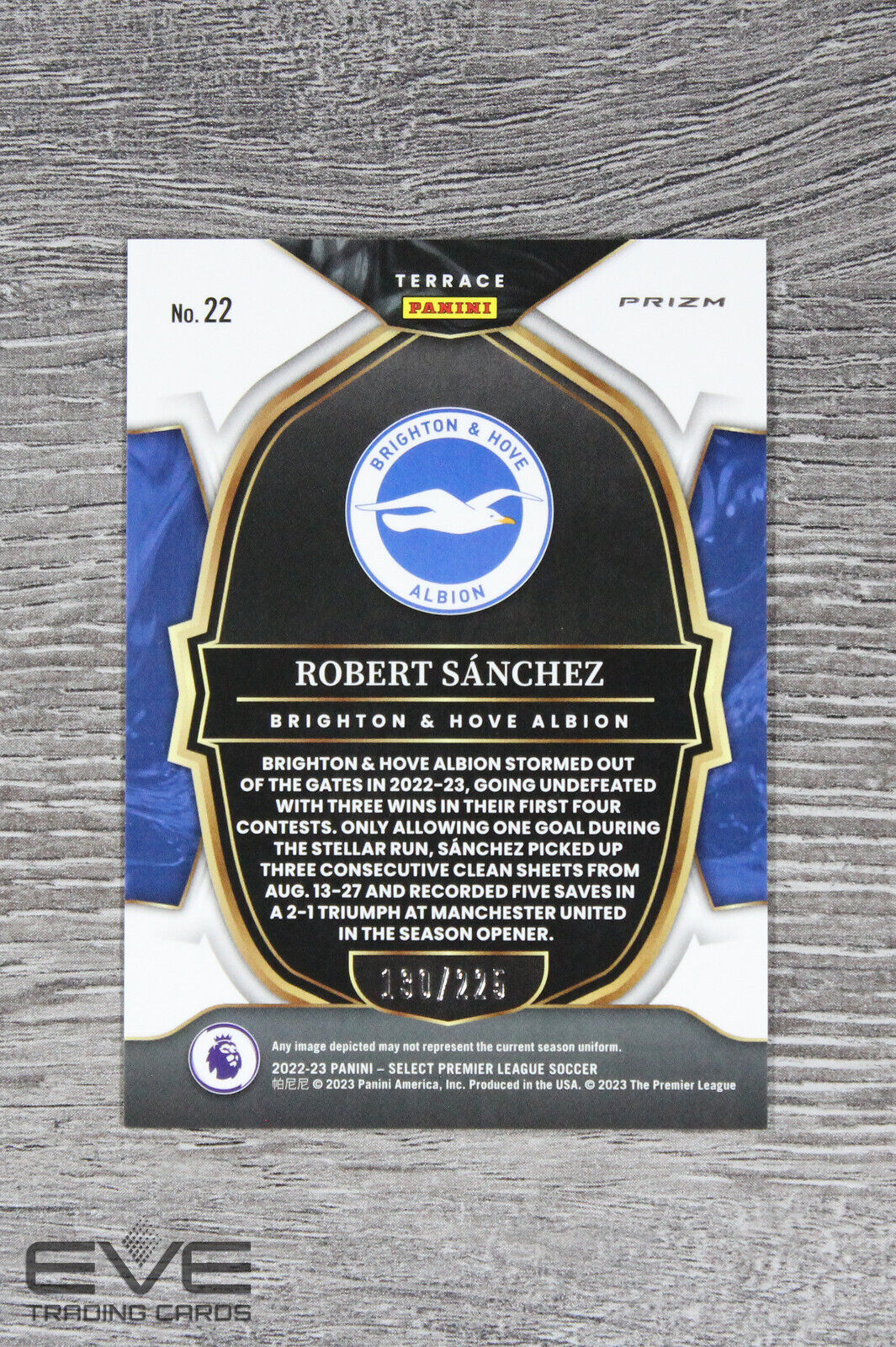 2022-23 Panini Select EPL Soccer Card #22 Robert Sanchez Camo Prizm /225 NM/M