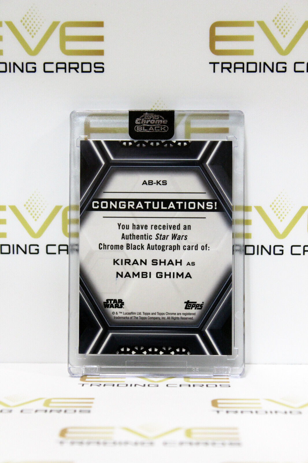 Topps Chrome Black Star Wars Kiran Shah/Nambi Ghima Autographed Slabbed Card