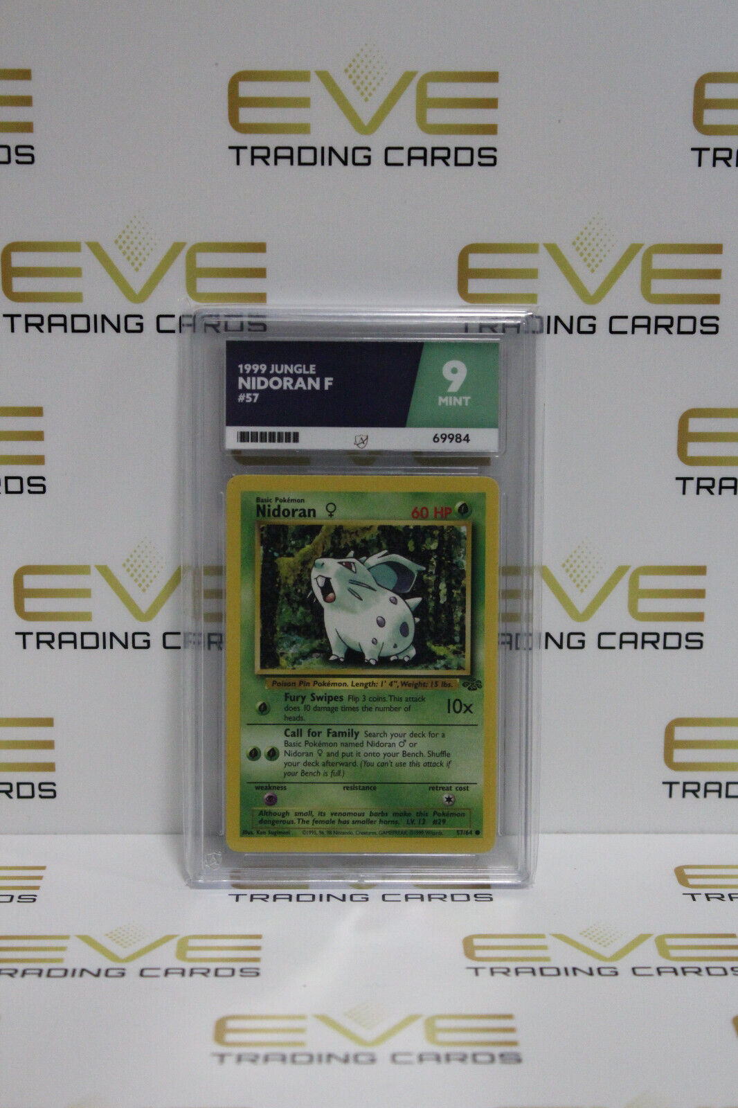 Graded Pokemon Card - #57/64 1999 Jungle Nidoran F - Ace 9