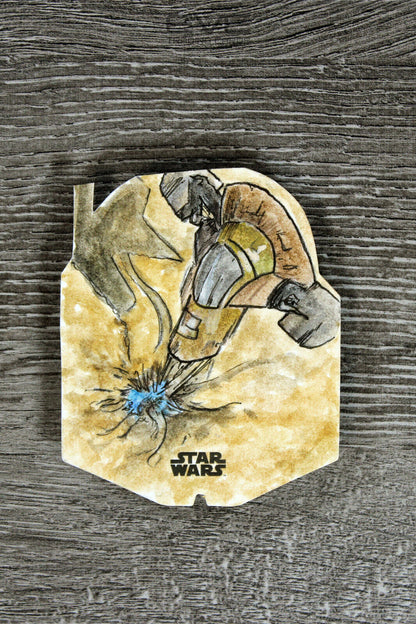 Topps Star Wars Book of Boba Fett 1/1 Shaped Slave-1 Sketch Card Autograph Slab