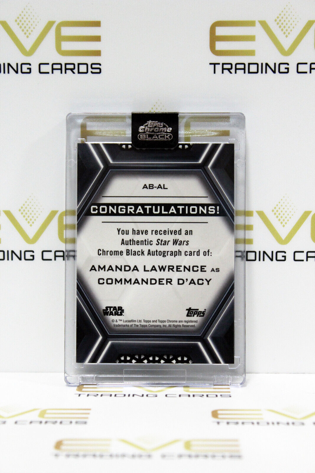 Topps Chrome Black Star Wars Amanda Lawrence/Commander D'Acy Auto Slabbed Card