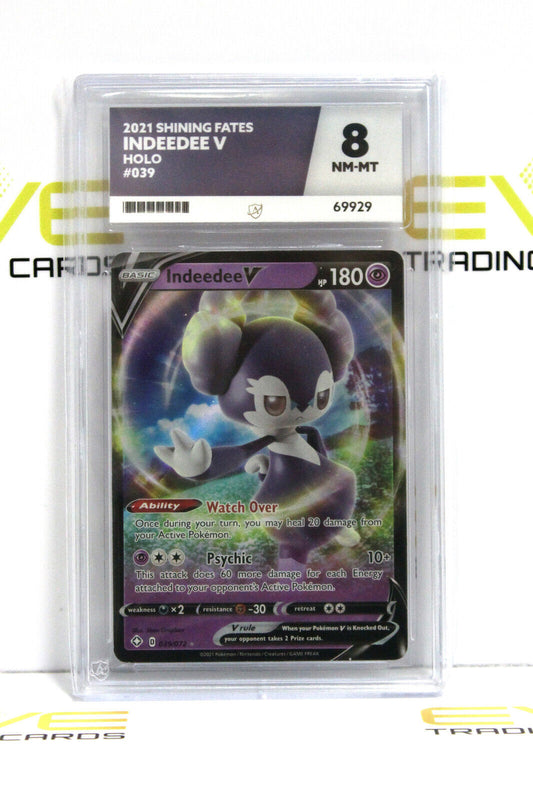 Graded Pokémon Card - 039/072 2021 Indeedee V Shining Fates Holo - Ace 8