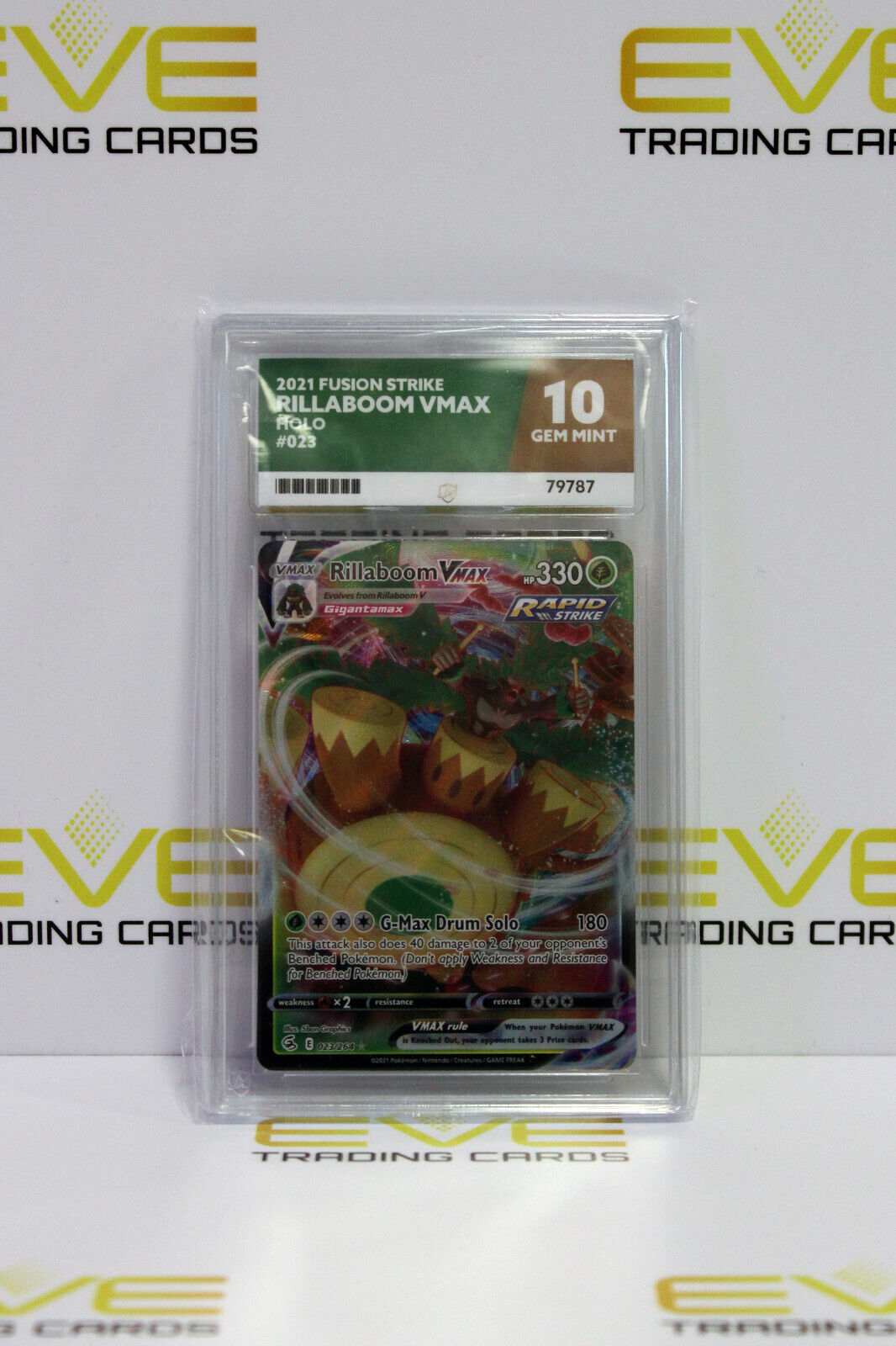 Graded Pokemon Card - #023/264 Fusion Strike Rillaboom VMAX Holo - Ace 10