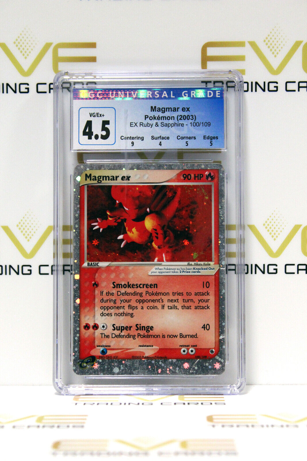 Graded Pokemon Card - #100/109 2003 Magmar EX Ruby & Sapphire - CGC 4.5