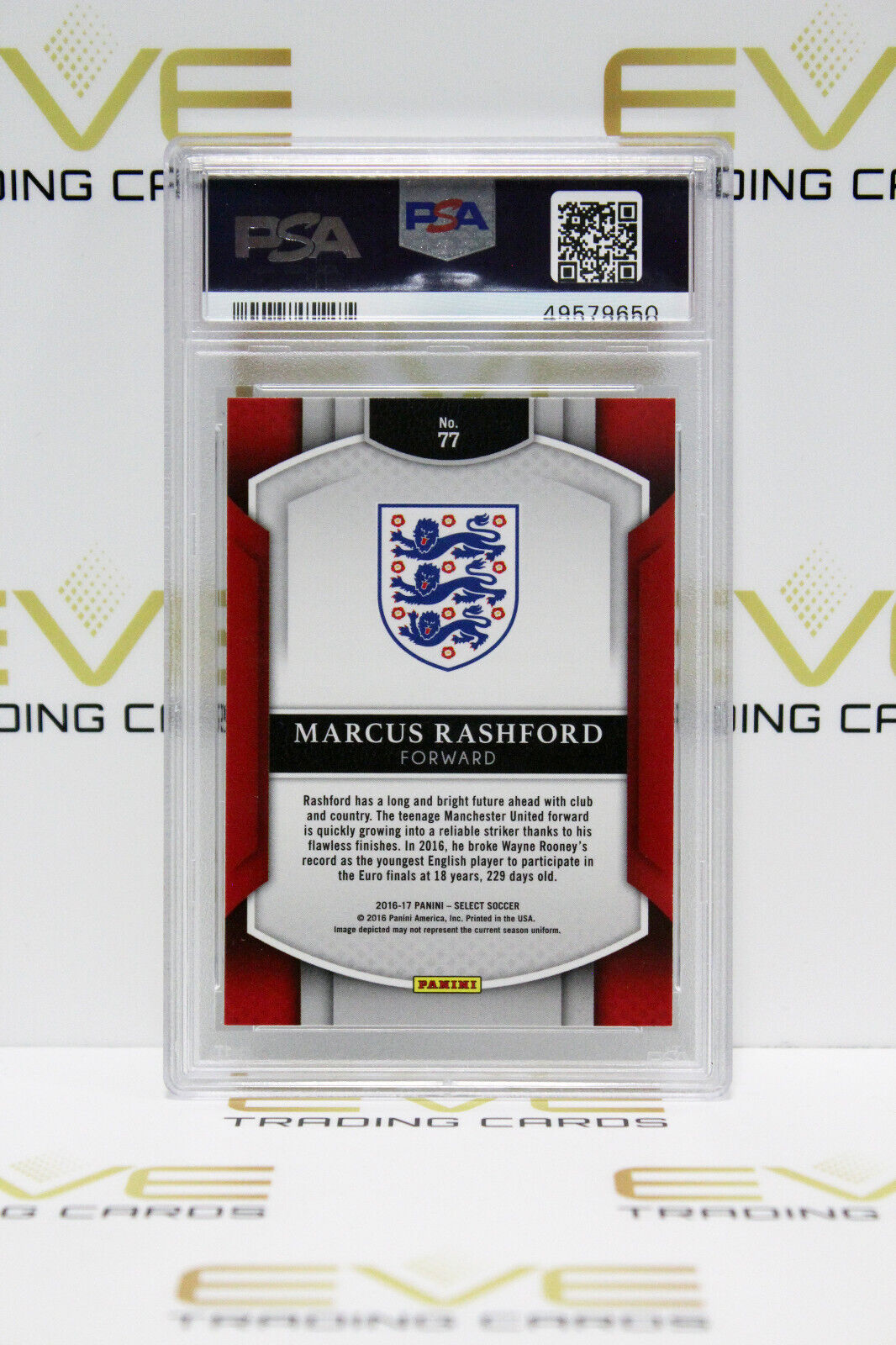 Graded Panini Select Football Card - #77 2016-17 Marcus Rashford England -PSA 10