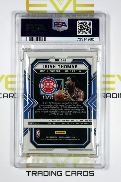 2021 Panini Obsidian Basketball Card #142 Isiah Thomas Electric Etch - PSA 9