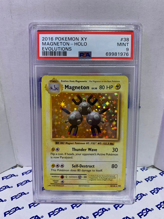 Graded Pokemon Card - 38/108 2016 Pokemon XY Magneton - Holo Evolutions - PSA 9