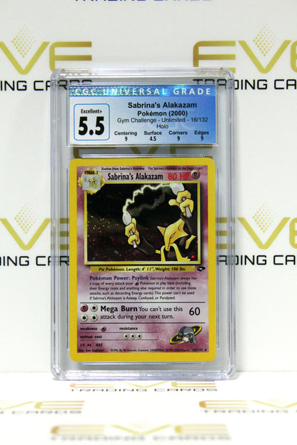 Graded Pokemon Card- #16/132 2000 Sabrina's Alakazam Gym Challenge Holo -CGC 5.5