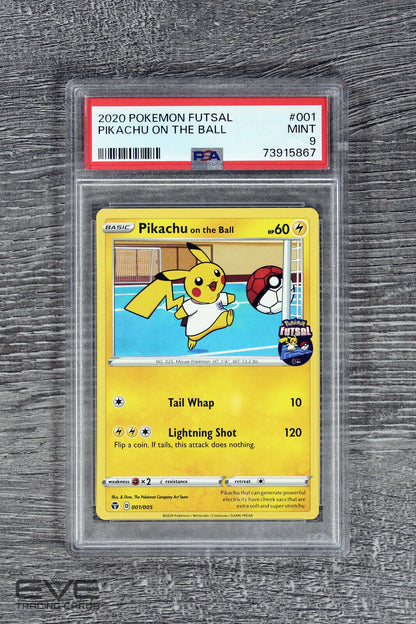 Pokemon Card #001/005 2020 Pikachu on the Ball - Pokemon Futsal - PSA 9