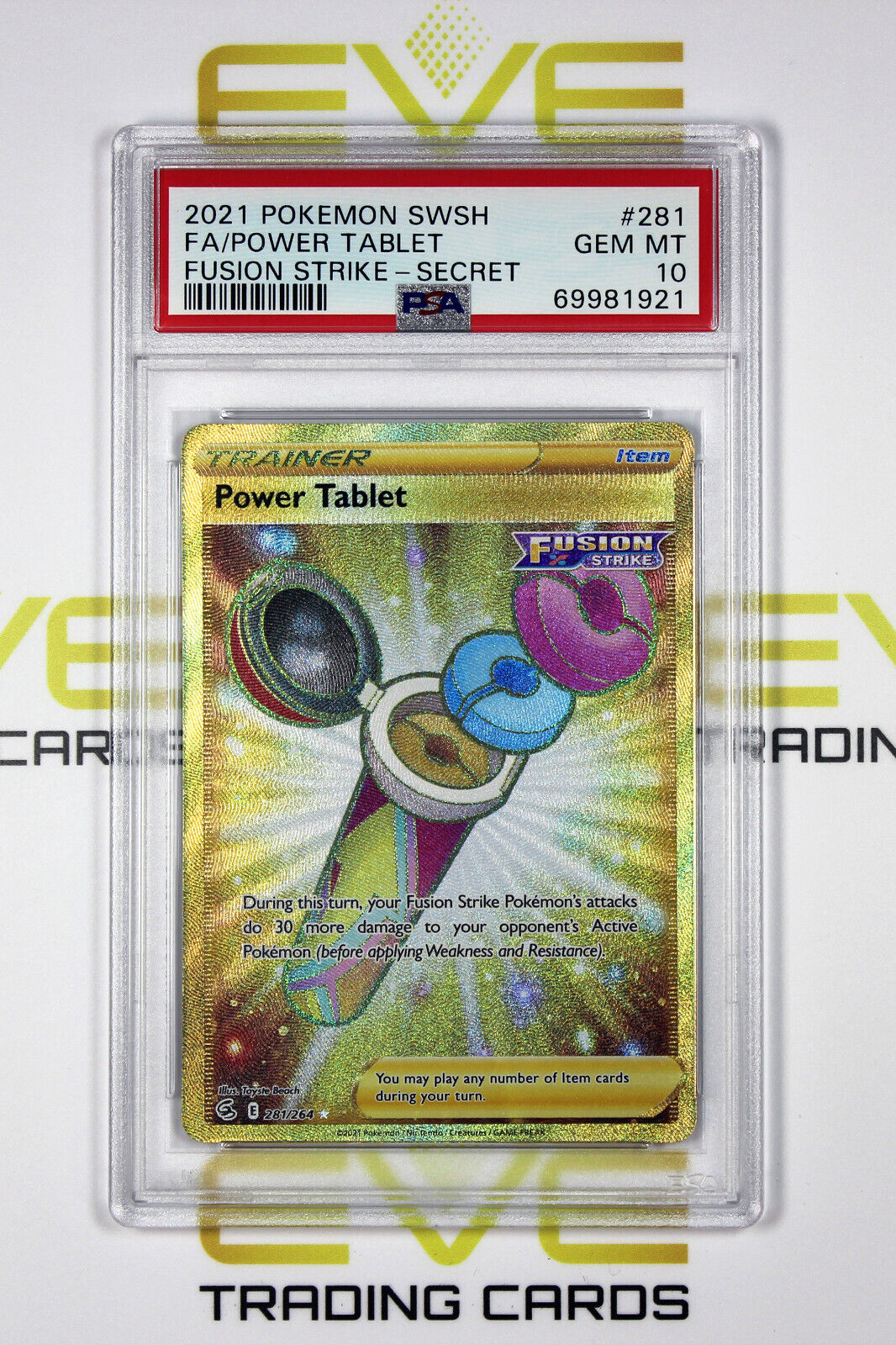 Graded Pokemon Card - #281/264 2021 Power Tablet Fusion Strike Full Art - PSA 10