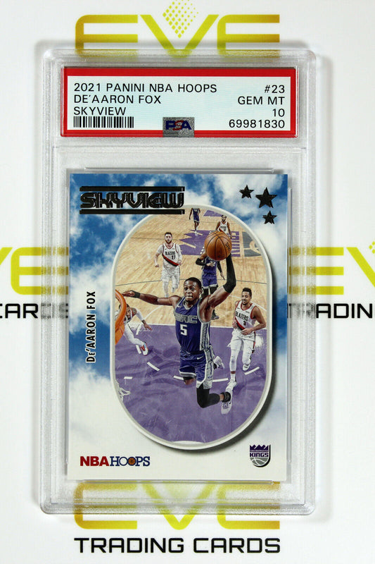 Graded Basketball Card - #23 2021 Panini NBA Hoops Skyview De'Aaron Fox - PSA 10