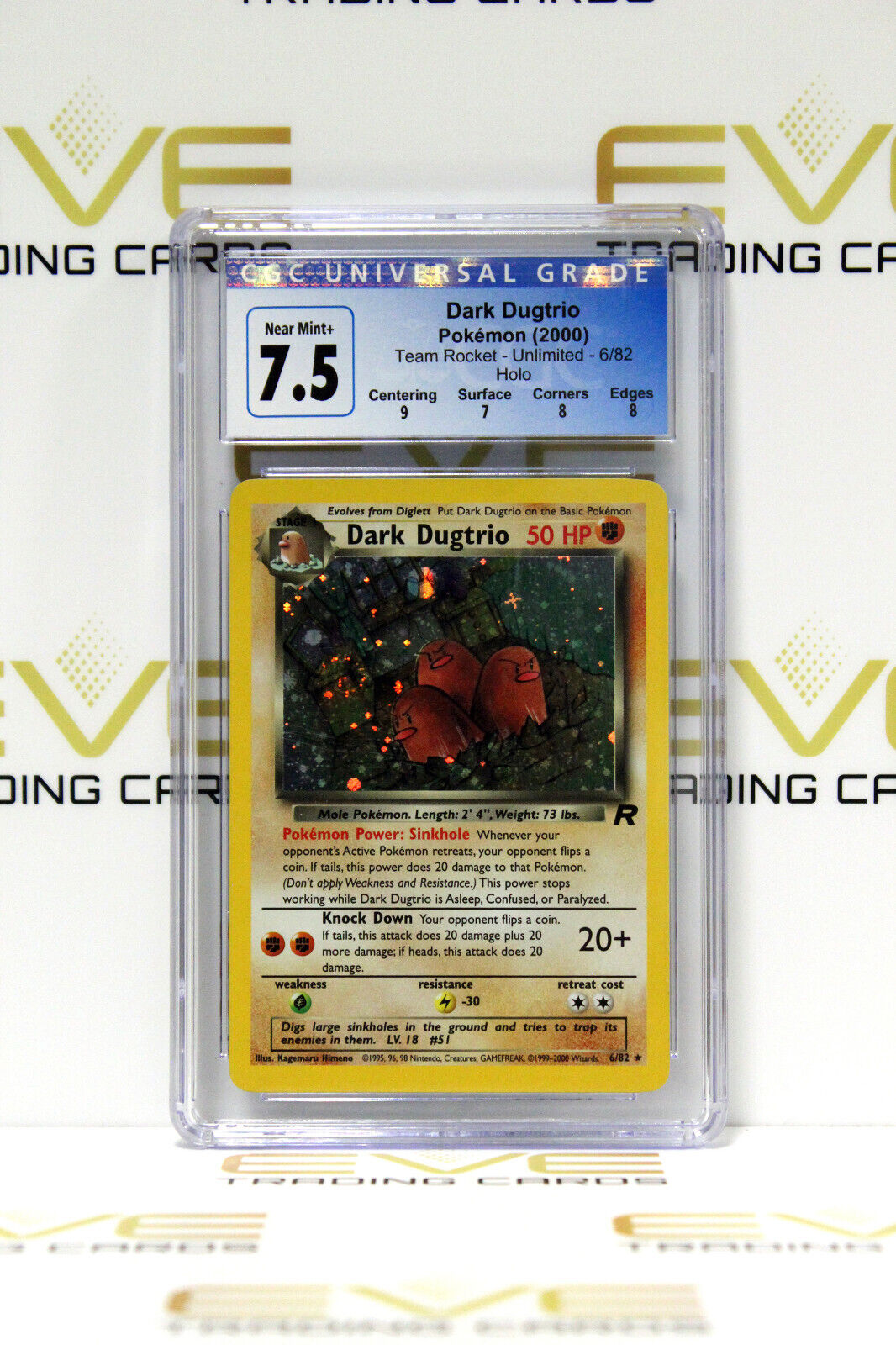 Graded Pokemon Card- #6/82 2000 Dark Dugtrio Team Rocket Unlimited Holo -CGC 7.5