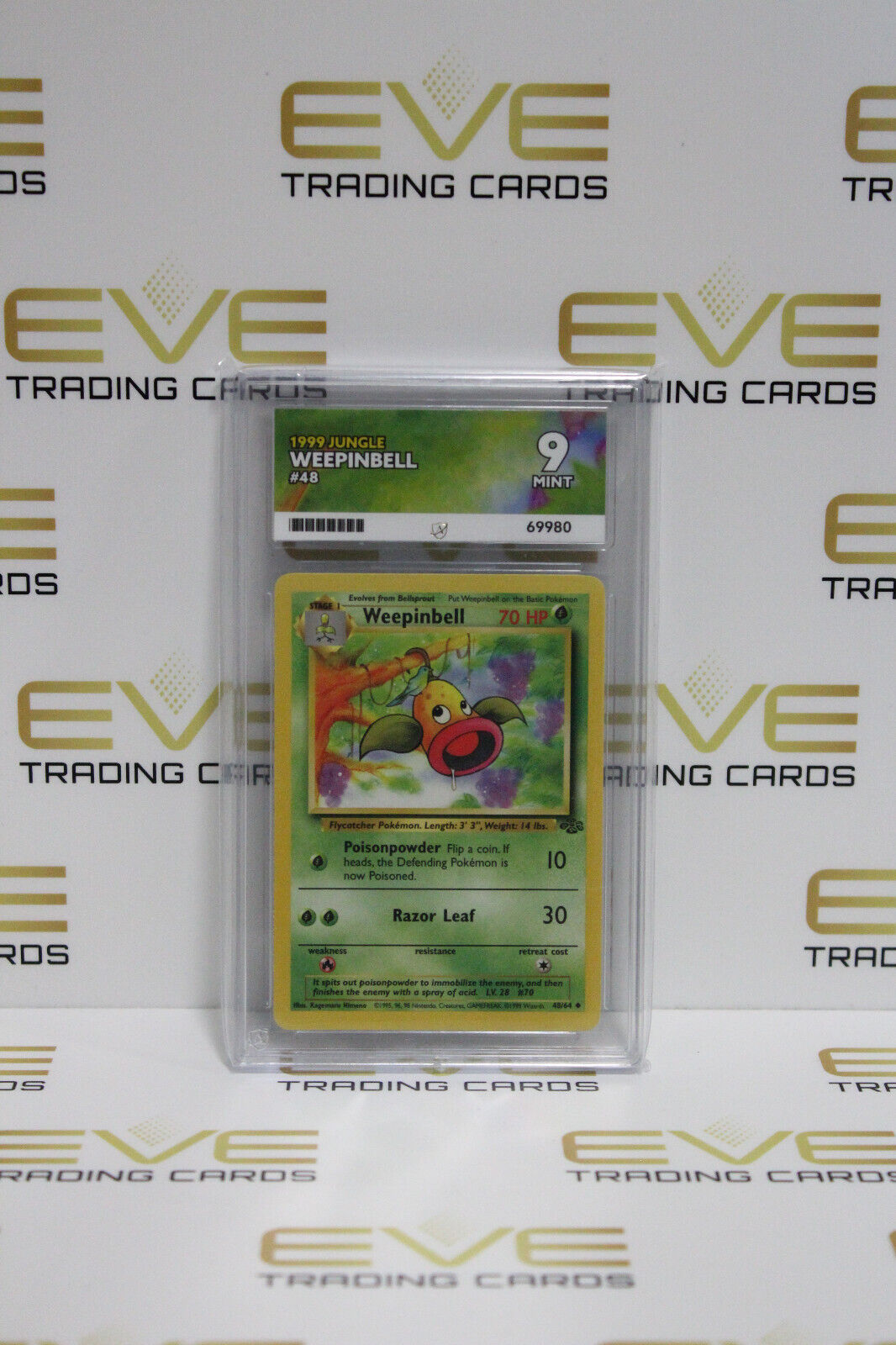 Graded Pokemon Card - #48/64 1999 Jungle Weepinbell - Ace 9