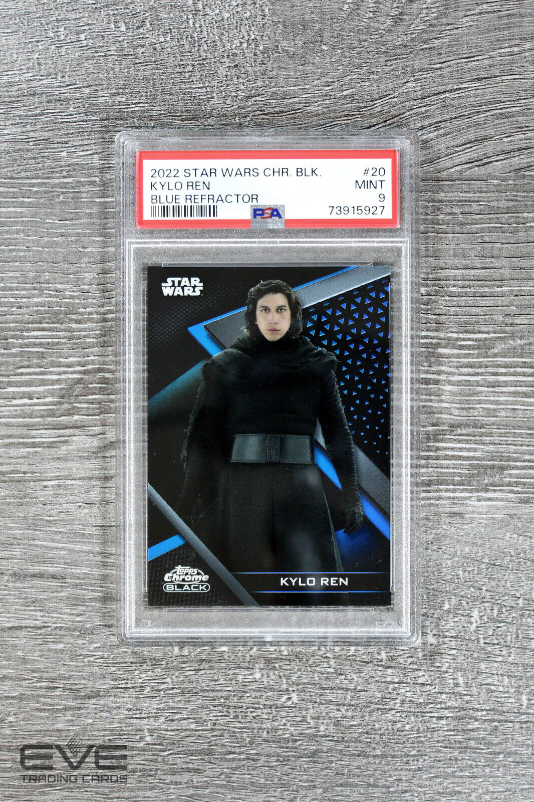 2022 Topps Star Wars Chrome Black #20 Kylo Ren Blue Refractor /75 - PSA 9