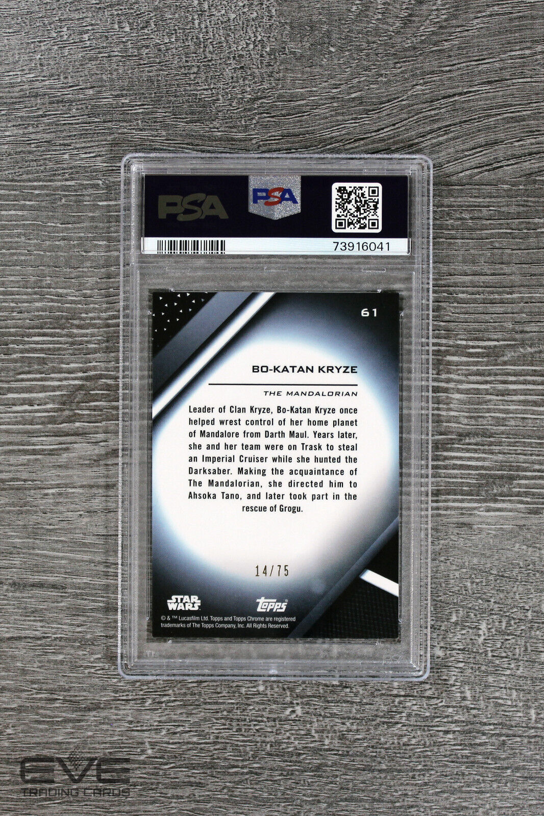 2022 Topps Star Wars Chrome Black #61 Bo-Katan Kryze Blue Refractor /75 - PSA 9