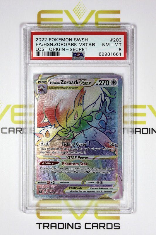 Graded Pokemon Card - #203/196 2022 Hisuian Zoroark VSTAR Lost Origin - PSA 8