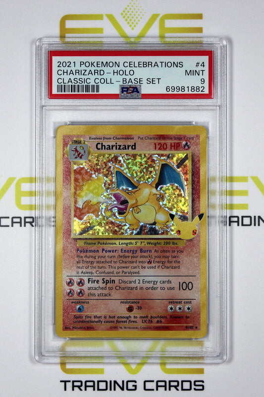 Graded Pokemon Card - #4/102 2021 Charizard Classic Collection Base Holo - PSA 9