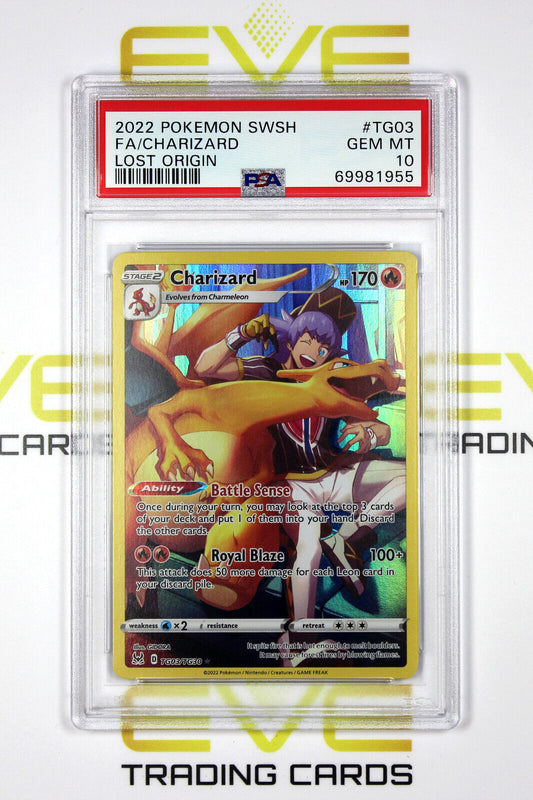 Graded Pokemon Card - #TG03/TG30 2022 Charizard Lost Origin Full Art - PSA 10