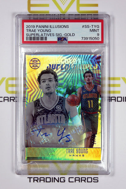 2019 Panini Illusions Basketball Card #SS-TYG Trae Young Superlatives /10 -PSA 9