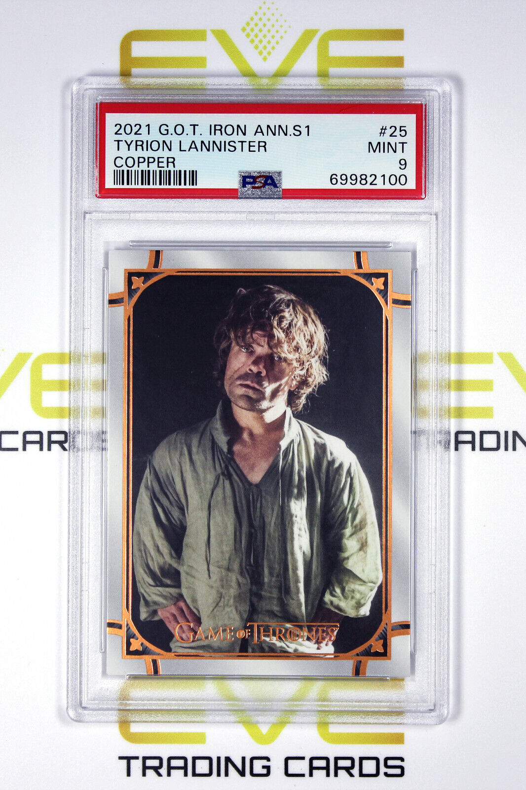 Graded Game of Thrones Card - #25 2021 Tyrion Lannister - Copper /199 - PSA 9