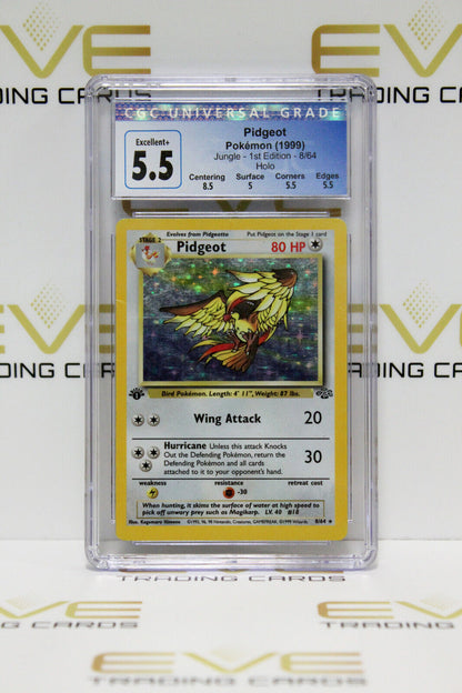 Graded Pokemon Card - #8/64 1999 Pidgeot Jungle 1st Edition Holo - CGC 5.5