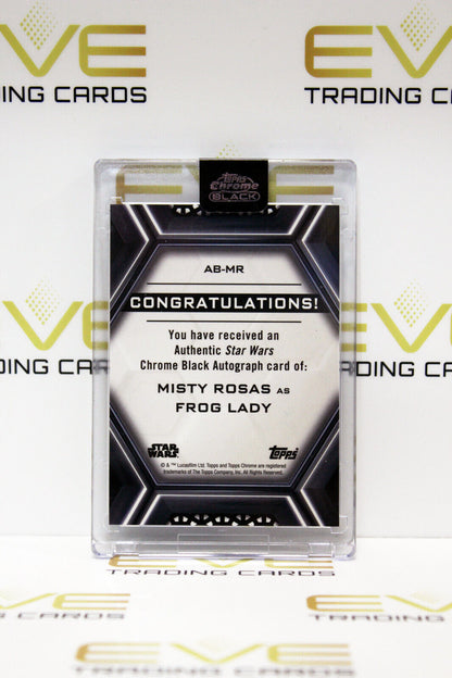 Topps Chrome Black Star Wars Misty Rosas as Frog Lady Autographed Slabbed Card