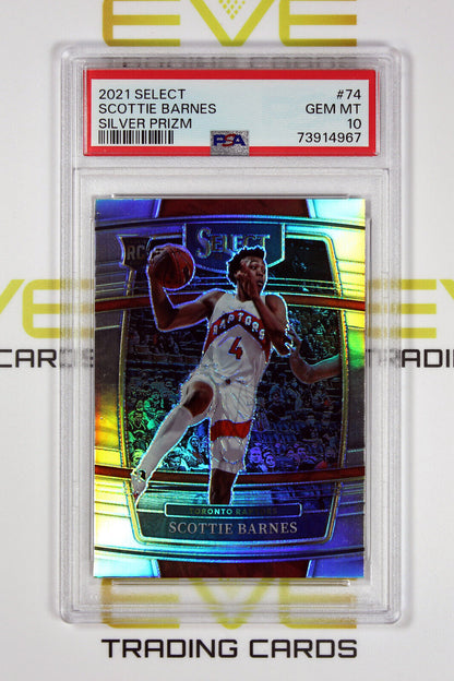 2021 Panini Select Basketball Card #74 Scottie Barnes Sliver Prizm - PSA 10